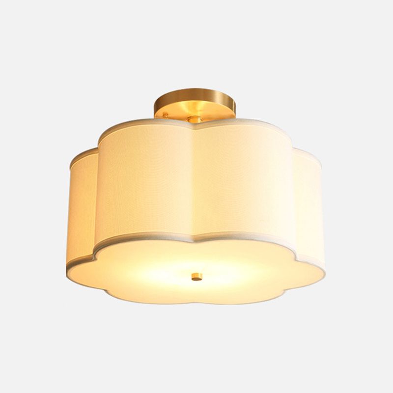 American Style Ceiling Light Geometry Shape Ceiling Lamp with Fabric Shade for Bedroom