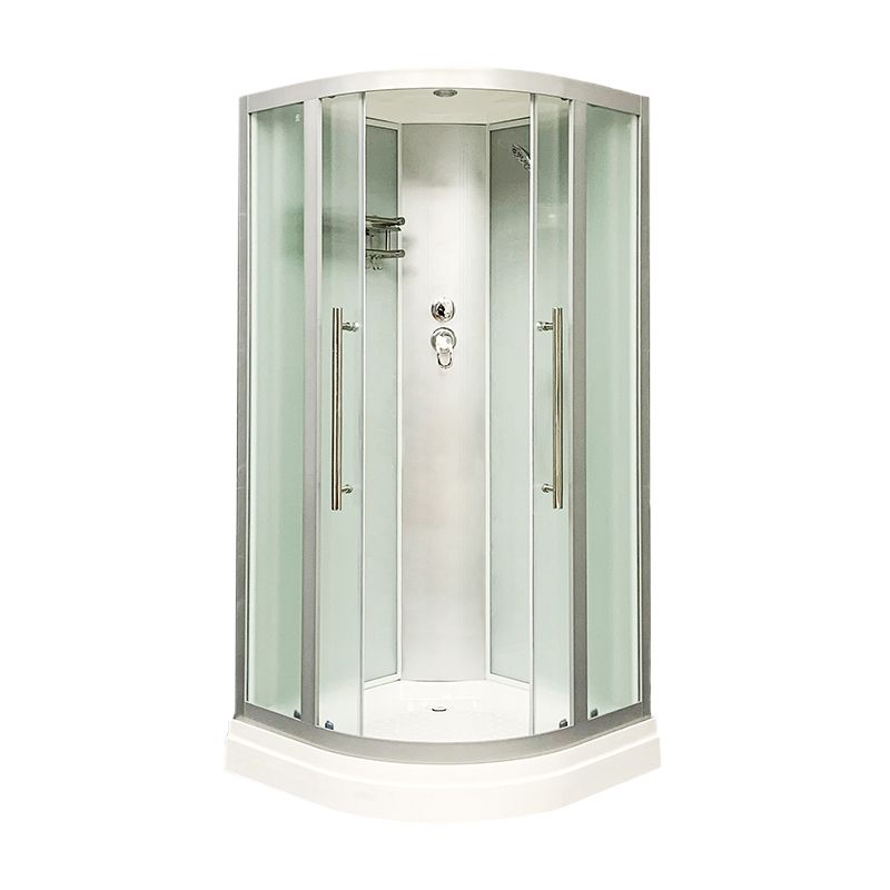 Round Double Sliding Shower Stall Corner Tempered Glass Shower Stall