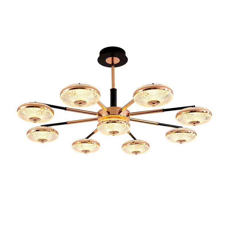 Metal Round Shape Hanging Ceiling Light Modern Multi Lights Hanging Light in Gold