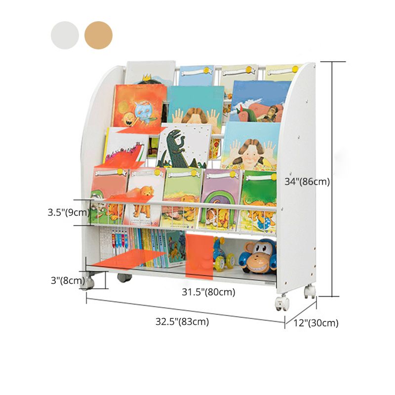 Scaffale in legno ingegnerizzato per libreria contemporanea per ufficio con ruote a fuoco