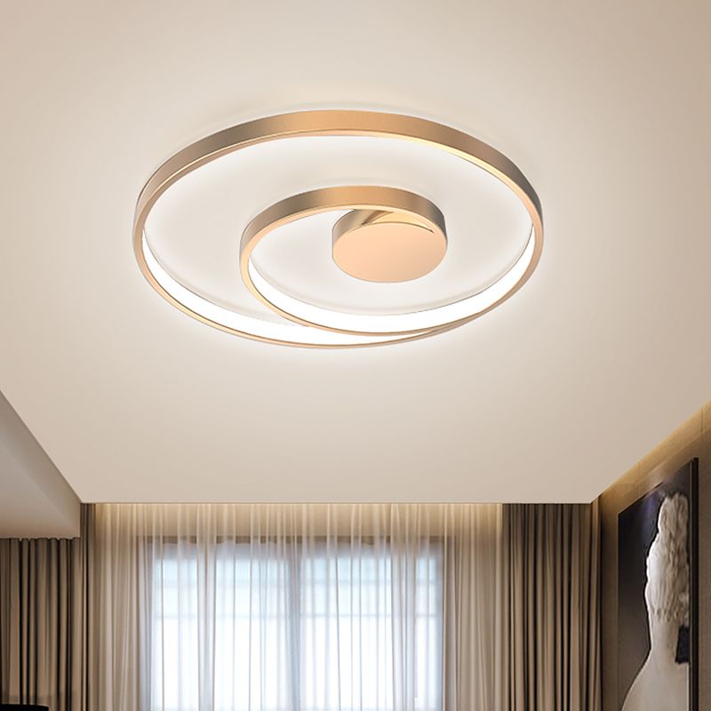 Metall-Spiralring-Unterputzleuchte, moderne LED-Gold-Deckenleuchte für Wohnzimmer