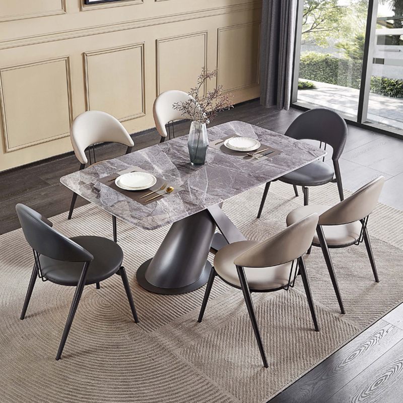 Minimalist Style Armless Open Back Side Chairs Faux Leather Dining Chairs