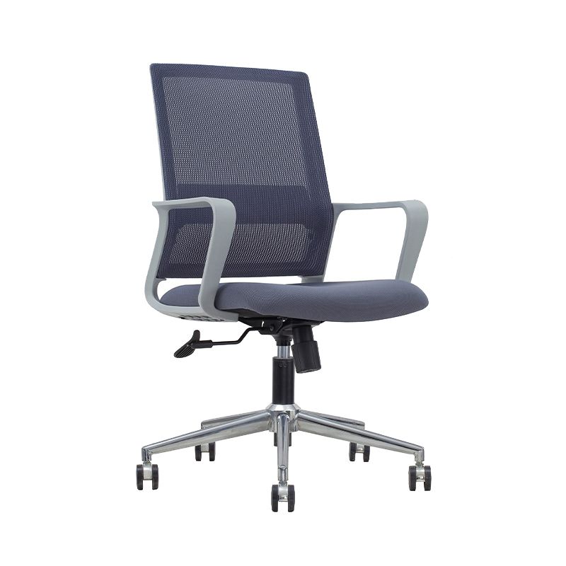 Modern Desk Chair Swivel Mesh Computer Chair in Gray Mid-Back Chair with Wheels