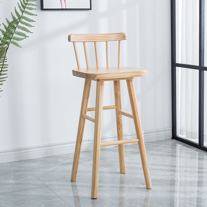 Modern Indoor Counter Stool Natural Solid Wood Square Counter Bar Stool