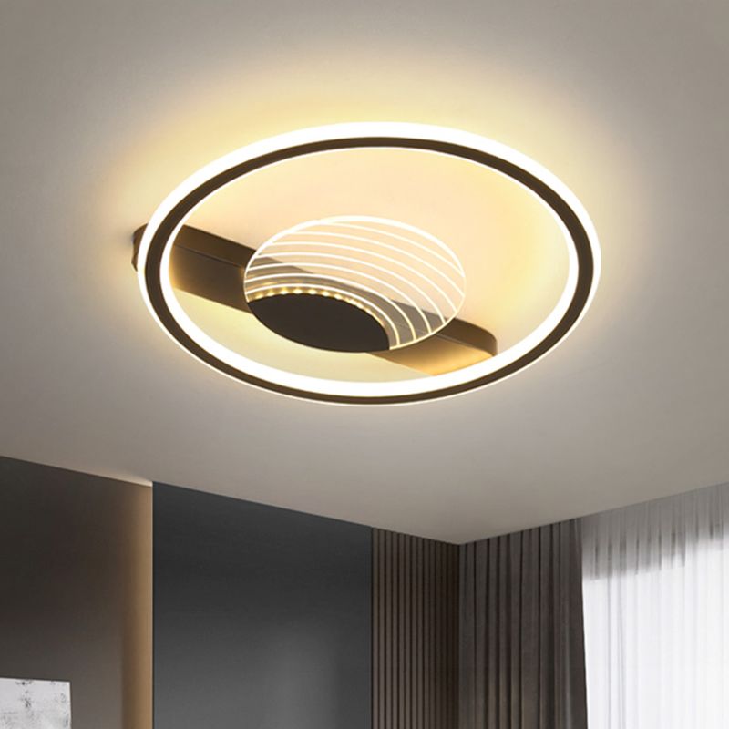 Acrylic Circular Flush Mount Light Nordic Black/Gold LED Close to Ceiling Lamp for Bedroom