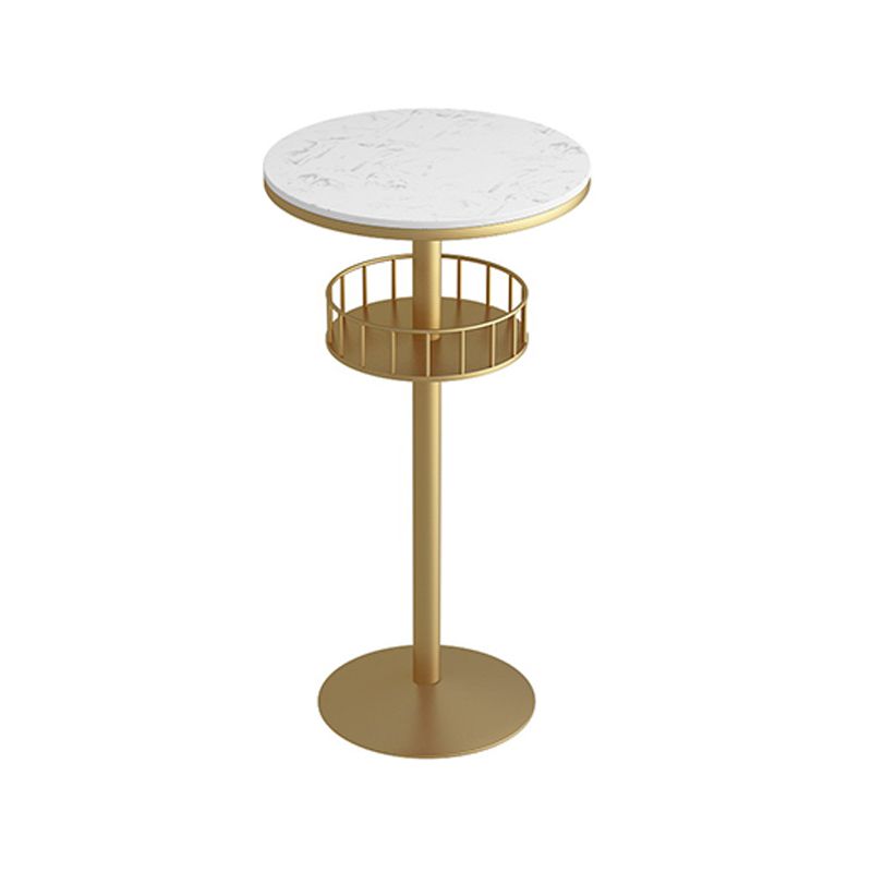 Glam Faux Marble Bistro Table Indoor Iron Single Pedestal Bar Dining Table Fixed Table