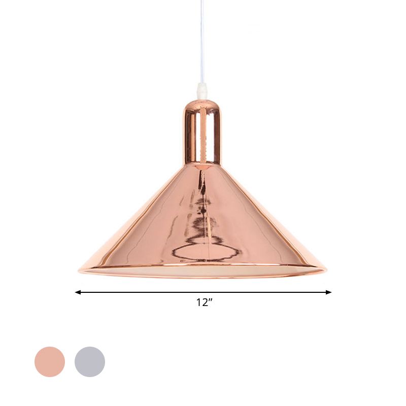 Conical Pendant Lighting with Electroplate Metal Shade Single Light Modern Hanging Light