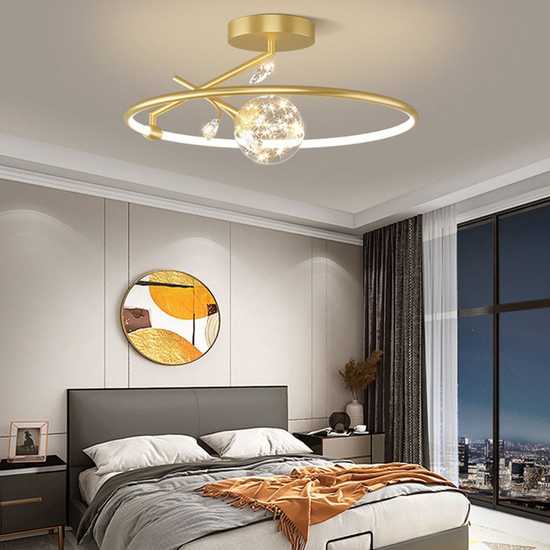 Round Semi Flush Mount Light Fixture Modern Metal LED Semi Flush Mount Ceiling Light