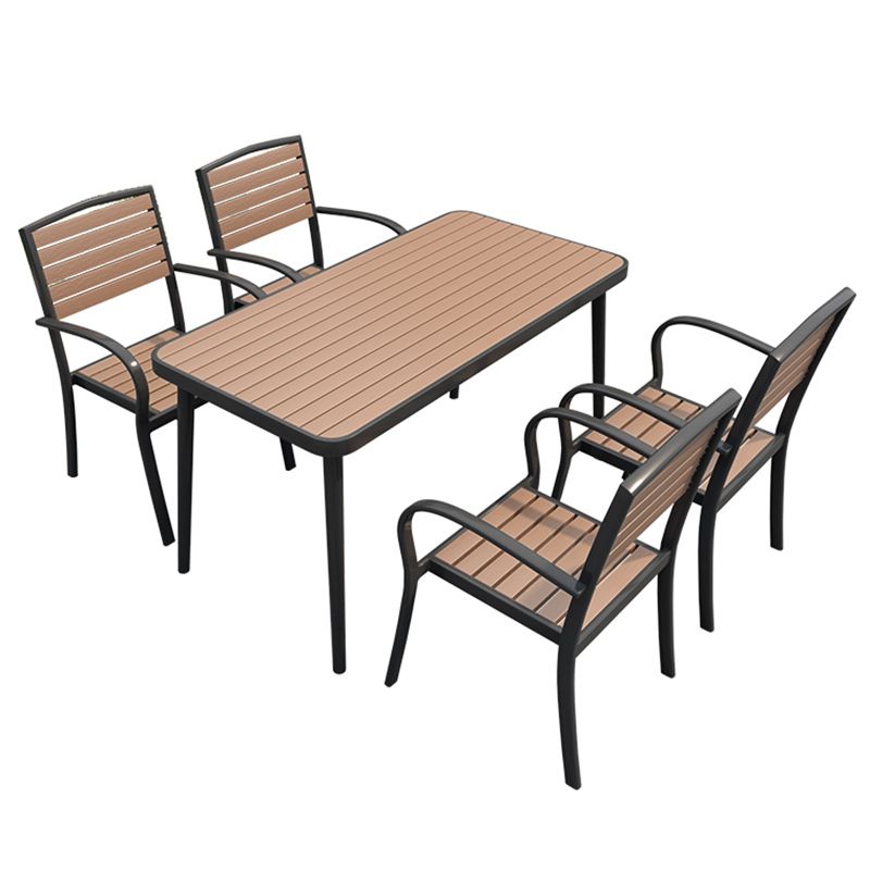 Modern Wood and Meta Dining Table 1/4/5/7 Pieces Outdoor Legs Dinette Set