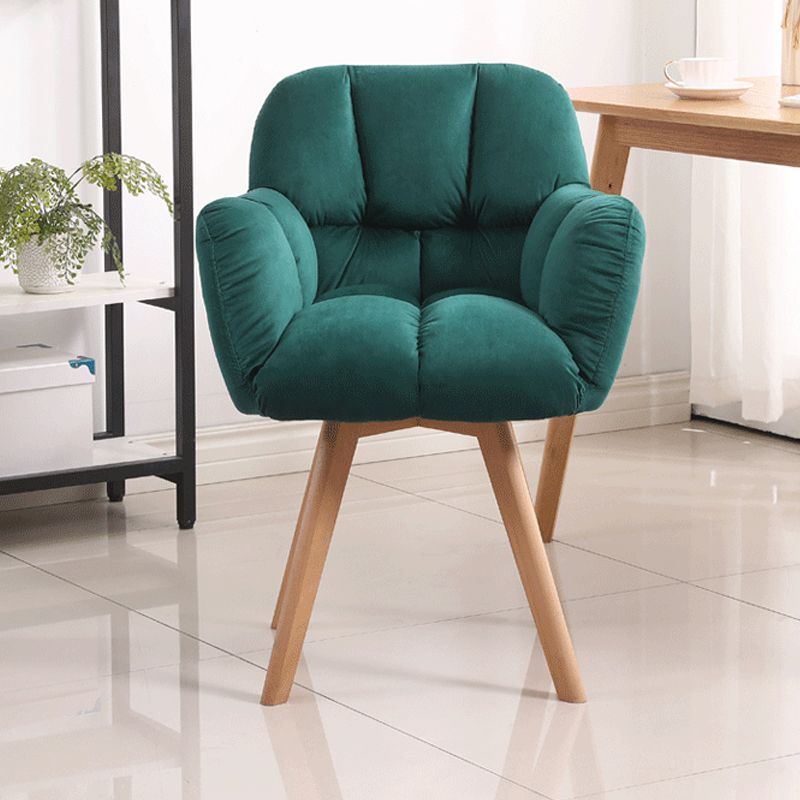 Armless Office Chair Modern Desk Chair with 4 Wooden Legs for Bedroom