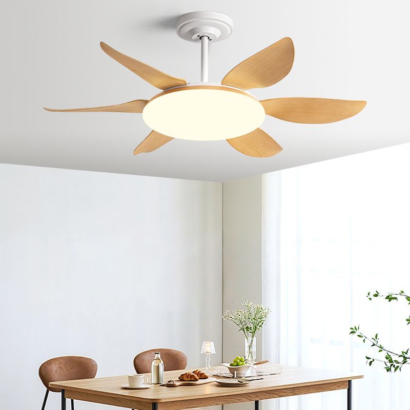 LED Minimalist Ceiling Fan 6 - Blades Fan Lighting Fixture in White Finish