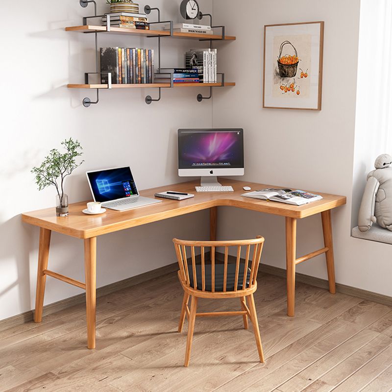 29.5-inch Height Natural Wooden Office Desk Modern L-shape Writing Desk for Home