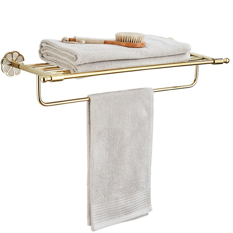 Gold Modern Bathroom Accessory Set, Bath Shelf, Towel Bar, Paper Holder, Robe Hooks