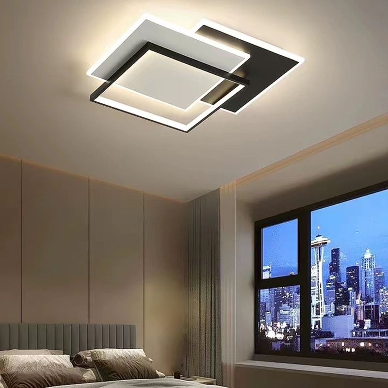 Multiple-Light Rectangular Flush Mount Lighting Modern Metal Ceiling Lighting