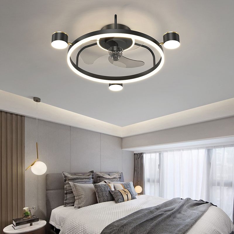 3-Blade Modernism Ceiling Fan Golden/Black Fan with Light for Bedroom