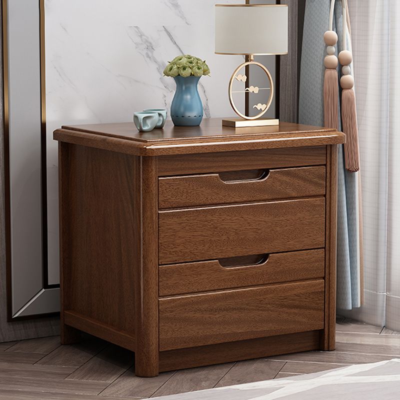 Walnut Bed Nightstand Contemporary Bedside Cabinet with Drawers