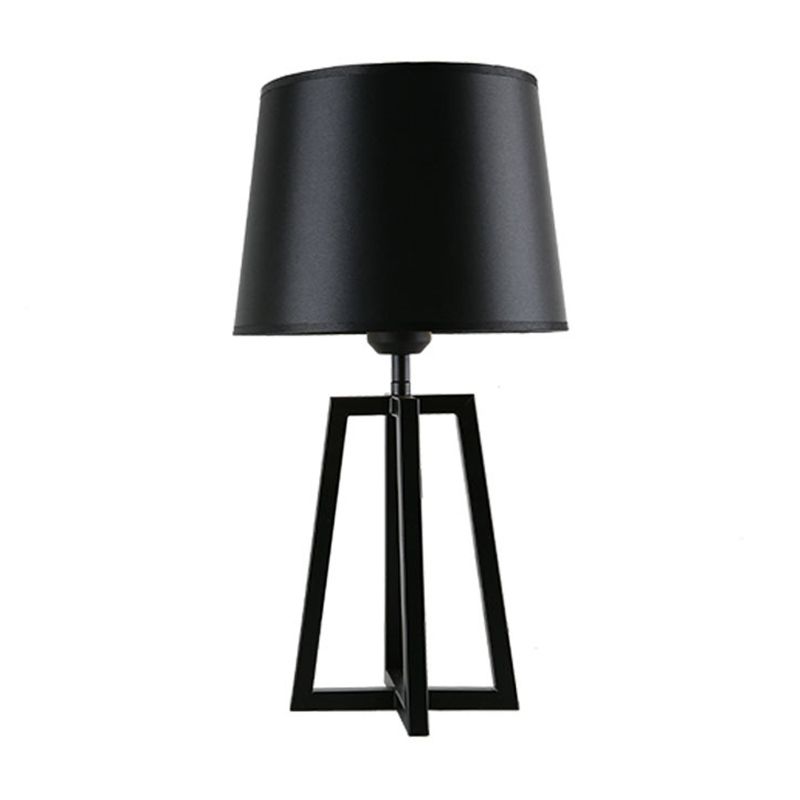 Tapered Shade Night Lamp Nordic 1 Head Black/White Table Stand Light with Trapezoid Stand