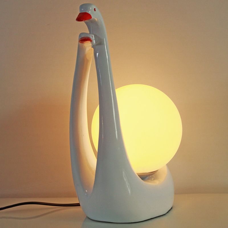 Swan Shaped Wedding Room Nightstand Lamp Opaline Glass 1-Light Modern Table Light