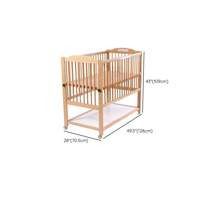 Solid Wood Convertible Crib Farmhouse Nursery Crib with Casters