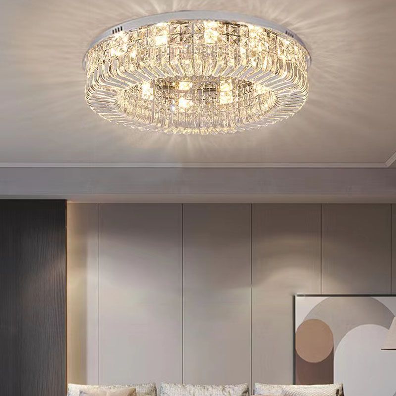 Modern Minimalist Ceiling Lamp Crystal Flush Mount Light Fixture for Bedroom