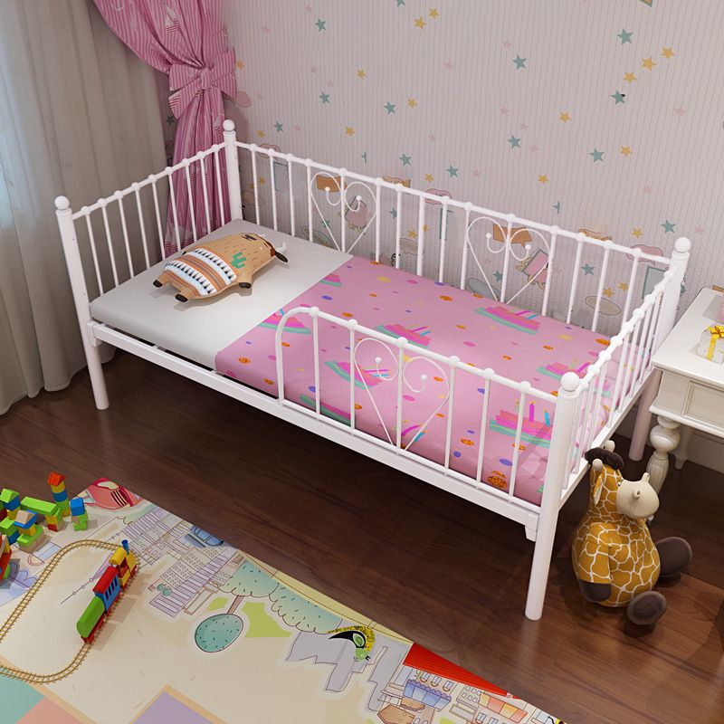 Metal Fixed Side Crib in White Mattress Included Crib with Guardrail