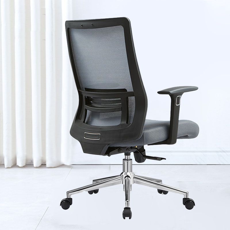 Black Mesh Office Chair Rotatable Fixed Armrest Desk Chair with Wheels