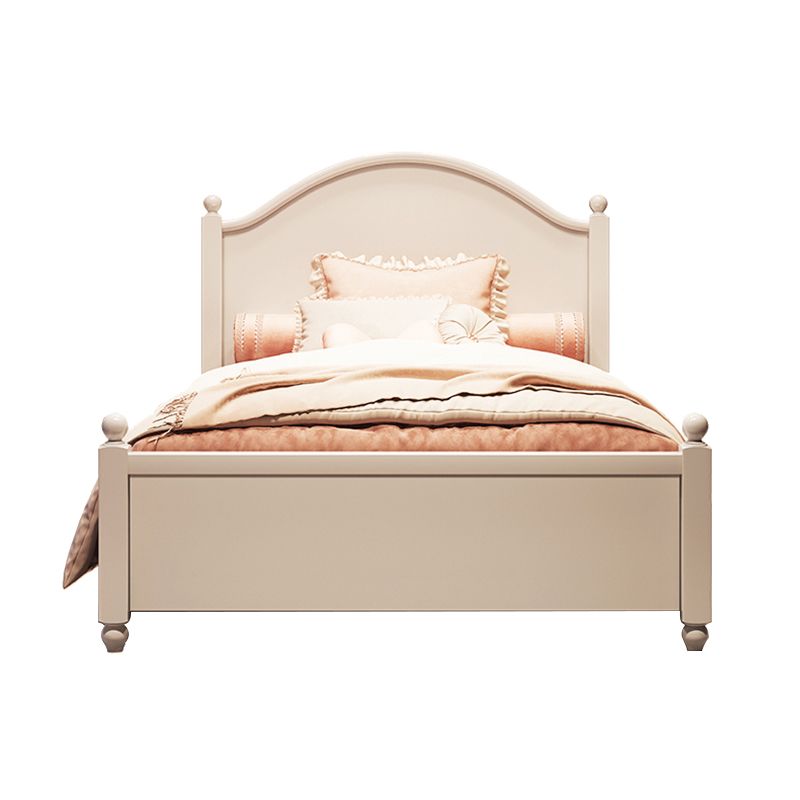 Contemporary White Standard Bed with Panel Headboard in Rubber Wood