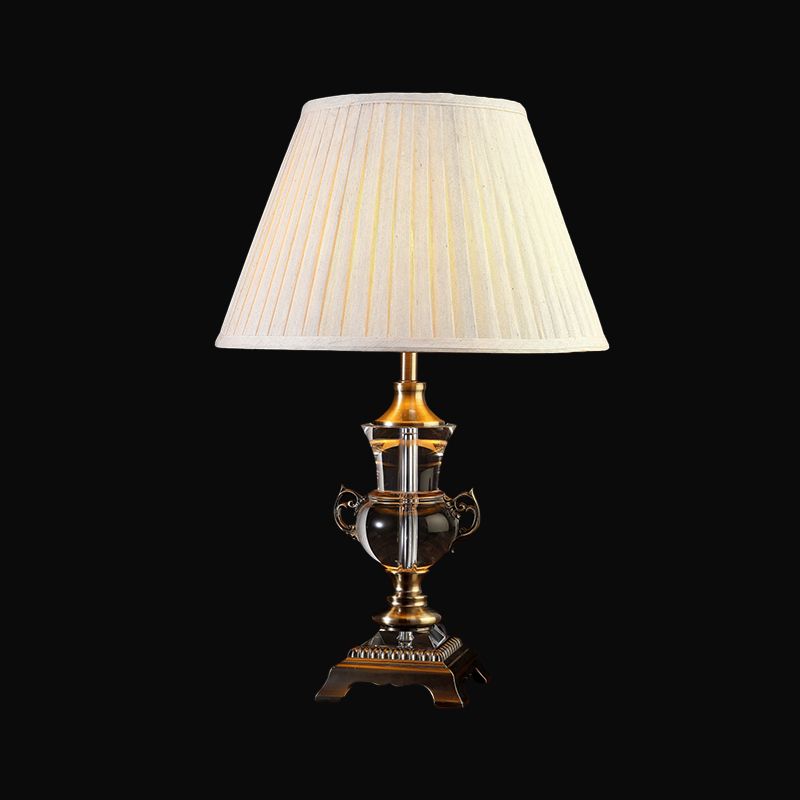 Cone Shade Task Lighting Modernist Fabric 1 Bulb Reading Lamp in Beige for Bedroom