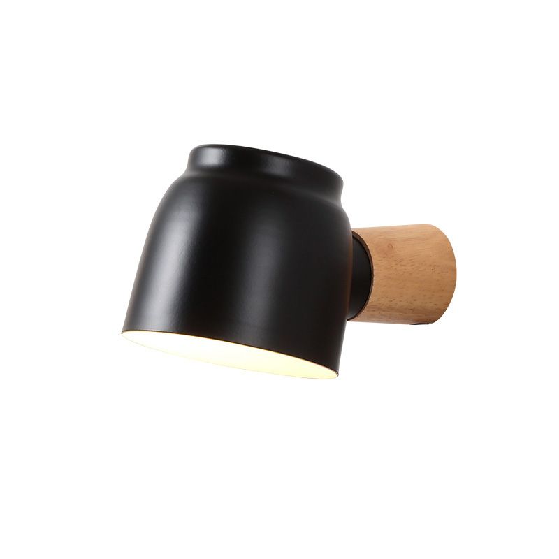 ASIAN DOME SCONCE LIGHT Madera 1 Cabeza de la pared del dormitorio de la pared del dormitorio en negro