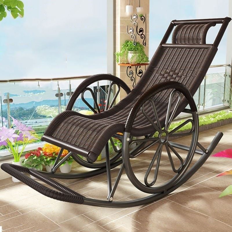 Iron Base Modern Style Lazy Sofa Chair Family Chaise Rocking Chair for Balcony