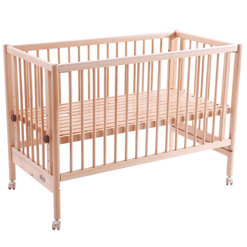 Farmhouse with Adjustable Height Crib Wood with Guardrail Baby Crib