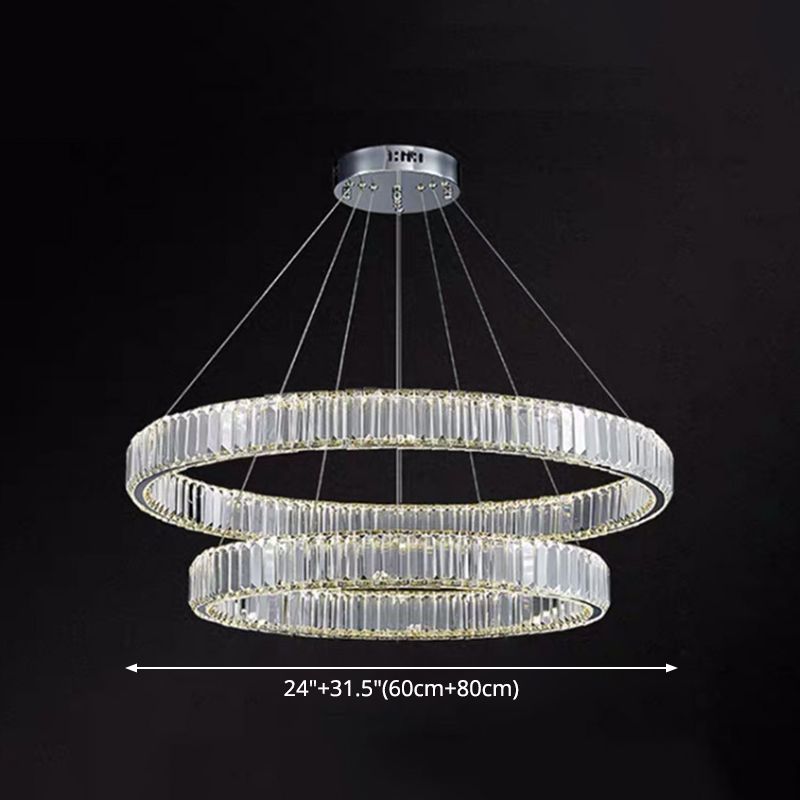 Ring à anneau ultra-moderne LED Chandelier LAMPE CRISTAL SUSPENSION PENDANT POUR LE SOIR