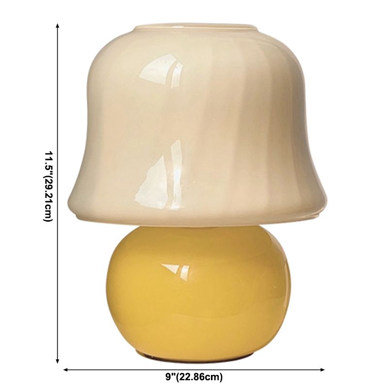 Modern Simple Table Lamp 1 Head Yellow Glass Mushroom Desk Lamp for Bedroom Living Room