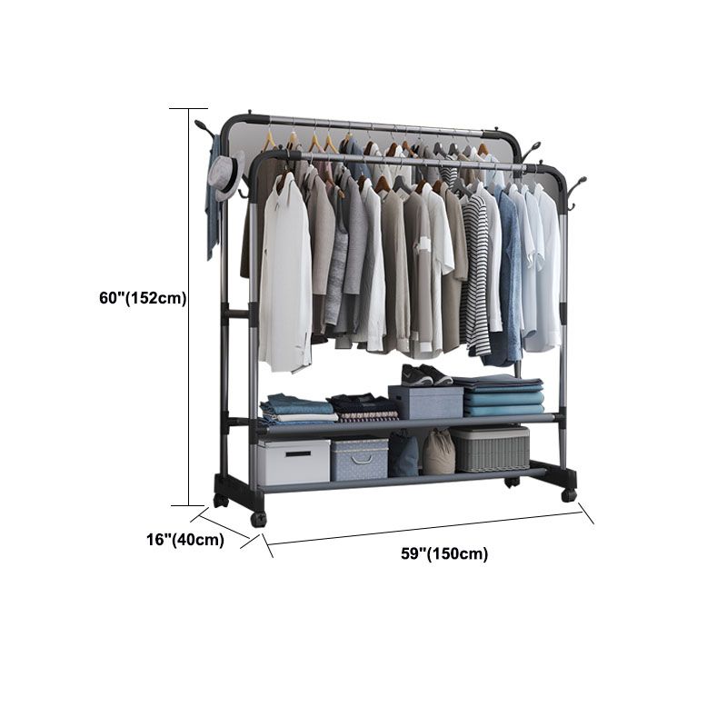 Modern Coat Hanger Hanging Rail Storage Shelves Hooks Metal Coat Rack