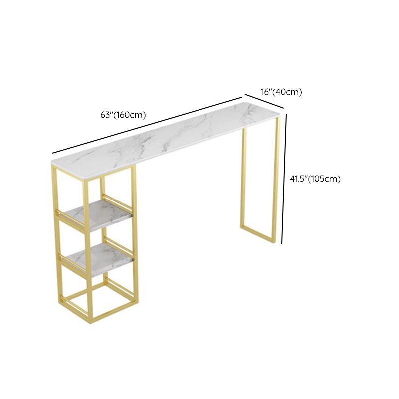 Glam Faux Marble Bar Table Rectangle Bar Dining Table for Cafe And Breakroom