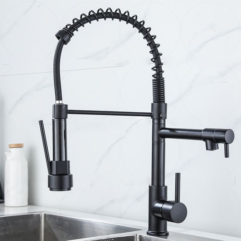 Modern Farmhouse Faucet Spout Double Levers Kitchen Faucet High Arch Filler with Sprayer