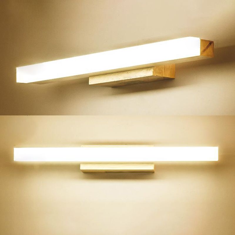 Modern Simple Makeup Mirror Light Wooden LED Mirror Lamp Fixture for Bathroom