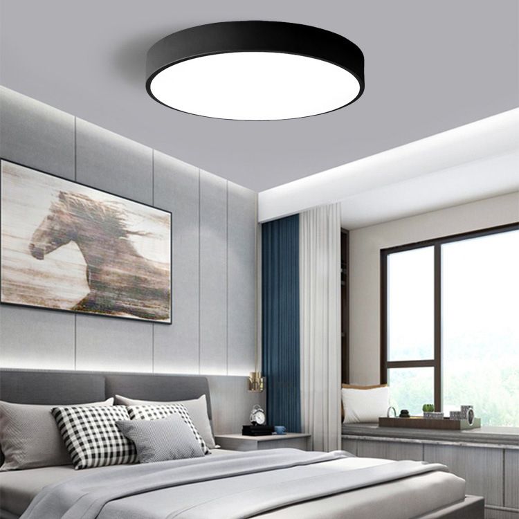 Nordic Acrylic Round Ceiling Light Wrought Iron Bedroom Flush Mount Ceiling Light