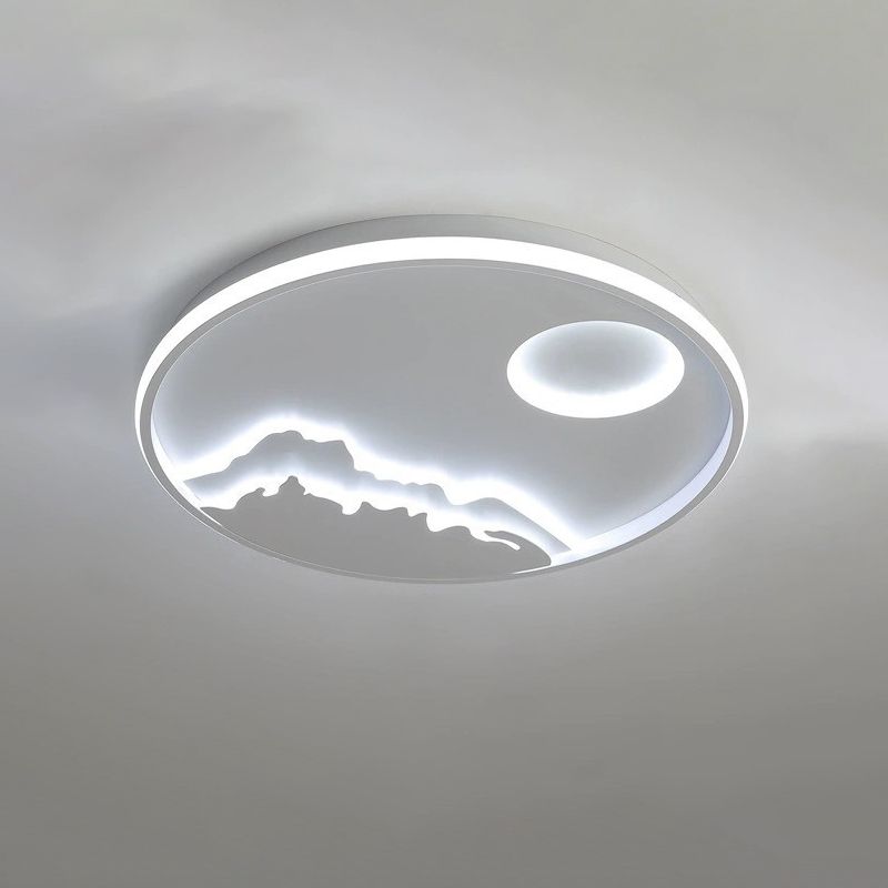 White Circular Flush Mount in Modern Creative Style Acrylic LED Ceiling Fixture