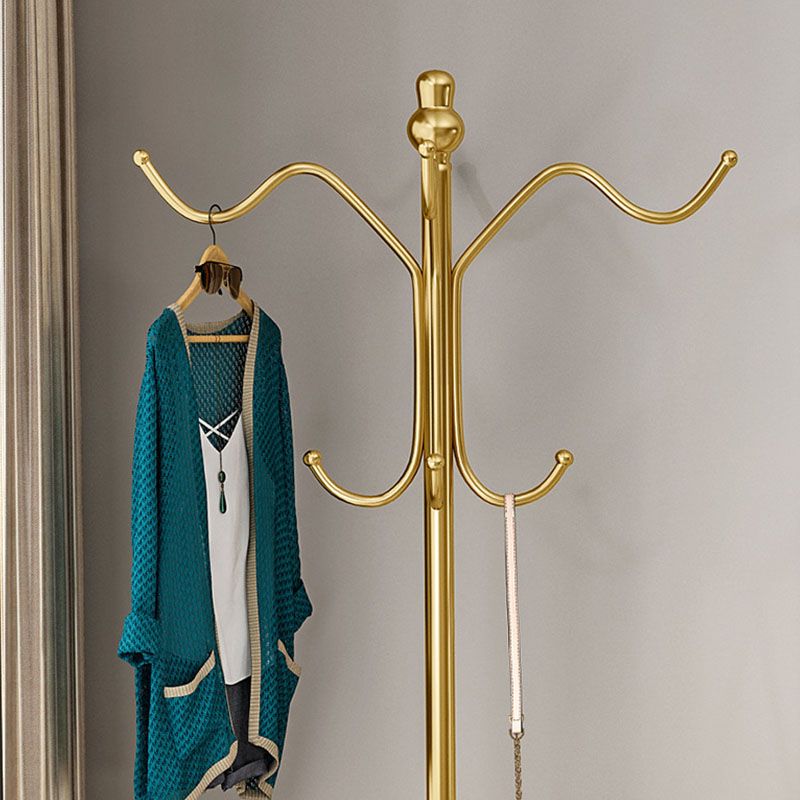 Light Luxury Entryway Coat Rack Metal 8 Hooks Coat Rack for Living Room