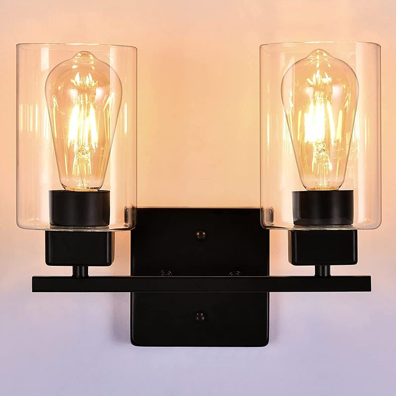 Traditional 2 / 3 / 4 - Light Bath Sconce Dark and Clear Glass Bathroom Vanity Lighting