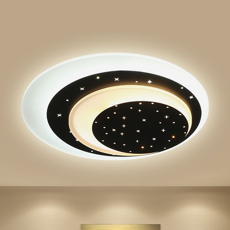 Acrylic Crescent LED Ceiling Light with Star Romantic Flushmount Light for Girls Bedroom