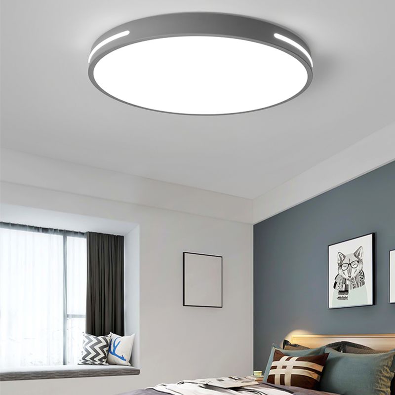 Round Shape LED Ceiling Lamp Modern Macaroon Iron 1 Light Flush Mount for Corridor