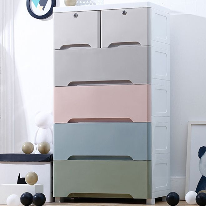 Modern Chest Dressers Plastic Kids Nightstand with 5/6 Drawers