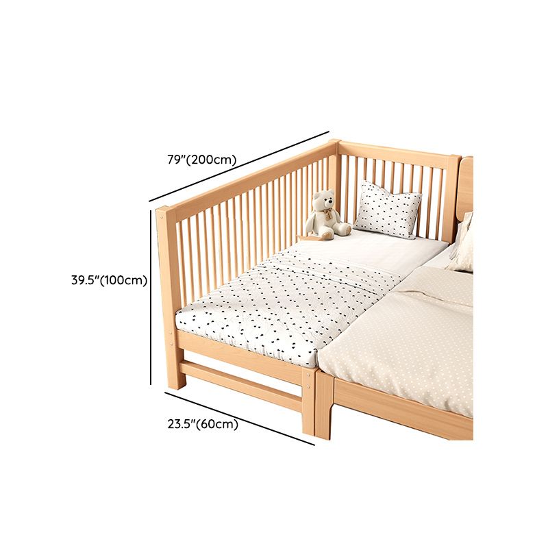 Solid Wood Nursery Bed 39.4" High Natural Convertible Baby Crib