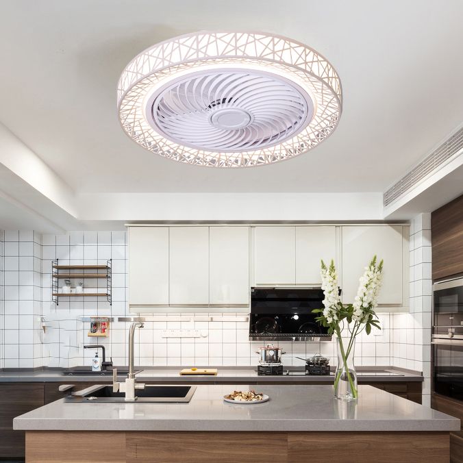 Simple Circle Ceiling Fan Lamp Metal LED Ceiling Flush Mount