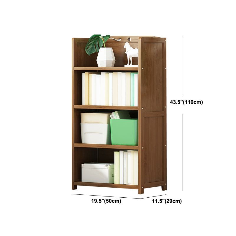 Modern Bamboo Shelf Bookcase Brown Closed Back Book Shelf for Study Room