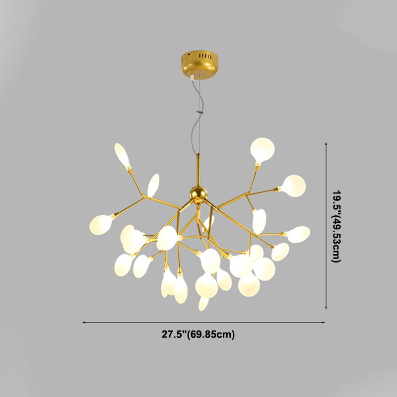 Forme de branche Chandelier Modern Fireflies Lampe Chandelier en or pour le salon