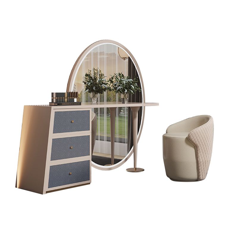 Modern with Drawer Metallic Mirror Bedroom With Stool Dressing Table