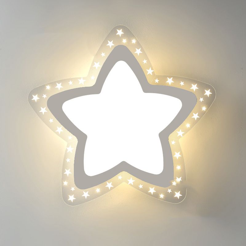 Modern Flush Light Fixtures Star-Shaped Metal 1 Light Flush Mount Lamps in White